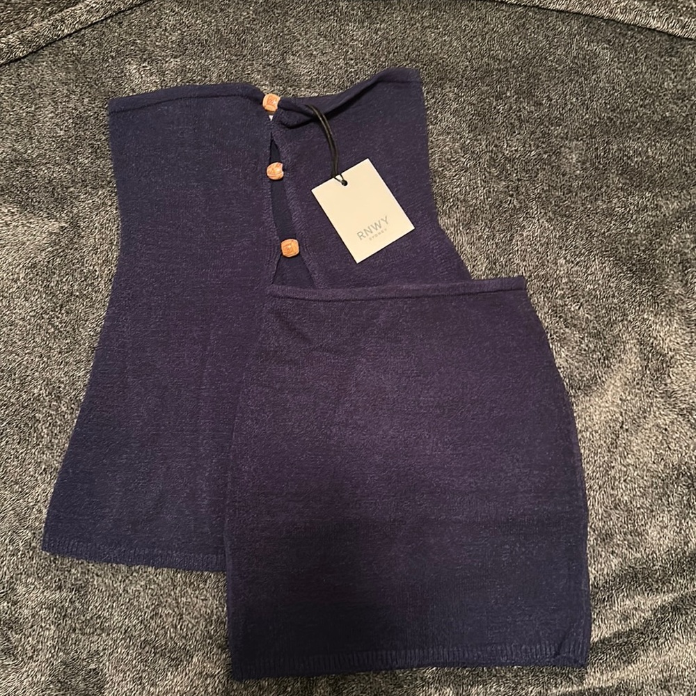 Runaway The Label navy blue skirt set